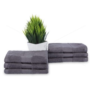 Face Towel 600 GSM, Premium Luxury - 100% Natural Ring-Spun Double Ply Cotton Yarn, Soft, Extra Absorbent & Durable, Quick-Dry, (6 Pcs Face Towel Set, Dark Grey), Opulence [T1085]