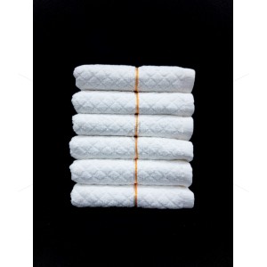 Premium - 100% Natural Ring-Spun Finest Cotton Yarn, Double Ply, Solid Jacquard, Extra Absorbent & Durable, Quick-Dry, (6 Pcs Hand Towel Set, White), Pristine [T1086] 