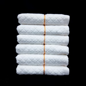 Premium - 100% Natural Ring-Spun Finest Cotton Yarn, Double Ply, Solid Jacquard, Extra Absorbent & Durable, Quick-Dry, (6 Pcs Hand Towel Set, White), Pristine [T1086] 