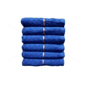 Premium - 100% Natural Ring-Spun Finest Cotton Yarn, Double Ply, Solid Jacquard, Extra Absorbent & Durable, Quick-Dry, (6 Pcs Hand Towel Set, Blue), Pristine [T1088] 