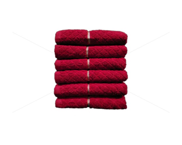 Premium - 100% Natural Ring-Spun Finest Cotton Yarn, Double Ply, Solid Jacquard, Extra Absorbent & Durable, Quick-Dry, (6 Pcs Hand Towel Set, Festive Red), Pristine [T1089] 