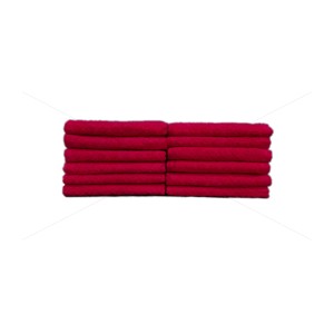 Premium - 100% Natural Ring-Spun Finest Cotton Yarn, Double Ply, Solid Jacquard, Extra Absorbent & Durable, Quick-Dry, (12 Pcs Face Towel Set, Festive Red), Pristine [T1090] 