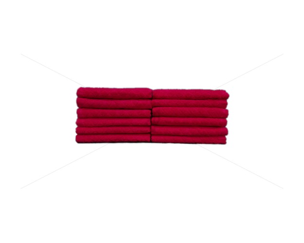 Premium - 100% Natural Ring-Spun Finest Cotton Yarn, Double Ply, Solid Jacquard, Extra Absorbent & Durable, Quick-Dry, (12 Pcs Face Towel Set, Festive Red), Pristine [T1090] 