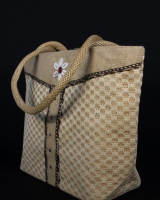 Stylish Jute Multipurpose Hand Bag And Shoulder Bag with Zipper (14 X 5.2 X 11 inches)