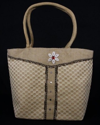 Stylish Jute Multipurpose Hand Bag And Shoulder Bag with Zipper (14 X 5.2 X 11 inches)