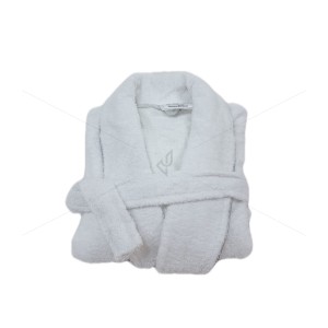 Unisex Bathrobe (S/M) 380 GSM, Premium Shawl Collar, Double Sided Terry, Higher Absorbency - 100% Pure Cotton, White, Celestial [BR1001]