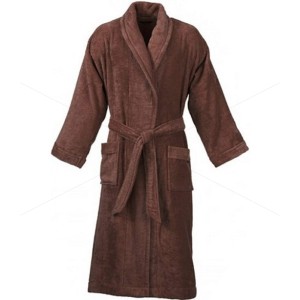 Unisex Bathrobe (S/M) 380 GSM, Premium Shawl Collar, Double Sided Terry, Higher Absorbency -100% Pure Cotton, Chocolate Brown, Celestial [BR1003]