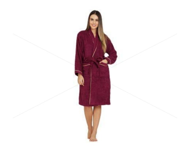 Unisex Bathrobe (L/XL) 380 GSM, Premium Shawl Collar, Double Sided Terry, Higher Absorbency -100% Pure Cotton,  Cheer Wine, Celestial [BR1010]