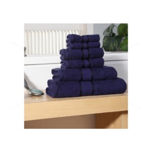 Family Towel 450 GSM, Premium 100% Cotton, Soft, Highly Absorbent, (Premium Pack of 6 Pcs Family Towel Set, Navy Blue), Elegance [T1038]