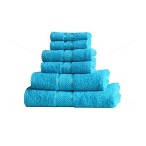 Family Towel 450 GSM, Premium 100% Cotton, Soft, Highly Absorbent, (Premium Pack of 6 Pcs Family Towel Set, Pleasant Sky), Elegance [T1039]