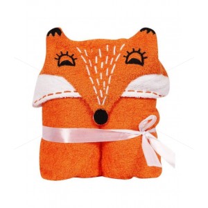 Kids Hooded Towel 450 GSM, Premium - Baby Boy's and Girl's Luxury Hooded Towel with Rich and Aesthetic Look, Pure Ring-Spun, Finest Quality, Ultra Soft & Plush Cotton, (0-2 Years, Orange), Animal Fox Character [KT1001]
