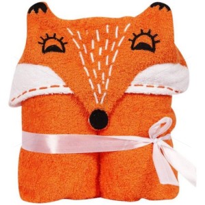 Kids Hooded Towel 450 GSM, Premium - Baby Boy's and Girl's Luxury Hooded Towel with Rich and Aesthetic Look, Pure Ring-Spun, Finest Quality, Ultra Soft & Plush Cotton, (0-2 Years, Orange), Animal Fox Character [KT1001]