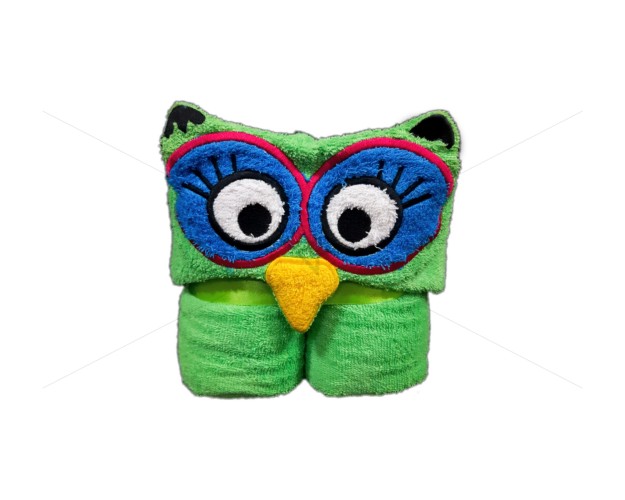 Kids Hooded Towel 450 GSM, Premium - Baby Boy's and Girl's Luxury Hooded Towel With Rich And Aesthetic Look, Pure Ring-Spun, Finest Quality, Ultra Soft & Plush Cotton, (0-2 Years, Green), Bird Owl Character [KT1003]