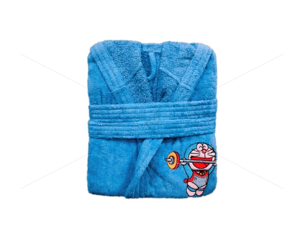 Premium - 100% Soft Cotton, Kids Bathrobes with Hooded Style, Pure Ring-Spun, Finest Quality, Double Sided Terry for Higher Water Absorbency (Pack of 1 Kid's Bathrobe, 7-9 Years, Blue) [KBR1006]