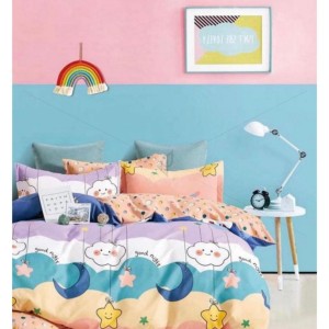 Kids Bedsheet Set 600 GSM, Premium - Eternal Kid's Printed Design Bedsheet, Ultra-Breathable, Soft and Affordable, Durable and Colorfast with Finest Quality Stitching, Exquisite Seam (Night Dream Design), [KBS1011]