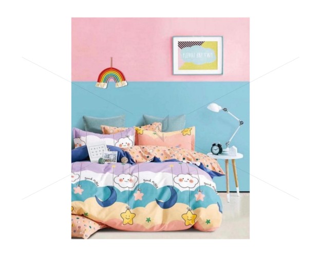 Kids Bedsheet Set 600 GSM, Premium - Eternal Kid's Printed Design Bedsheet, Ultra-Breathable, Soft and Affordable, Durable and Colorfast with Finest Quality Stitching, Exquisite Seam (Night Dream Design), [KBS1011]