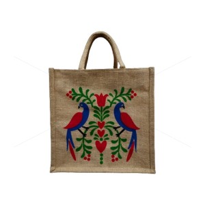 Gift Bags for Wedding and Other Occasions - Multi Colour Double Peacock Print with Zipper (12 X 5 X 12 inches)
