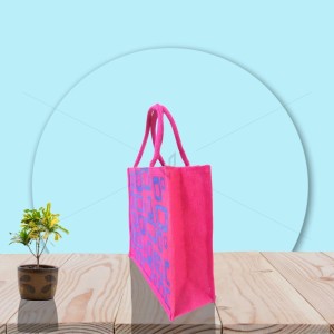 Multipurpose Fancy Jute Bag - Random Colour and Shapes Print with Zipper (12 X 5 X 12 inches)