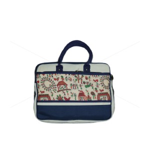 Eco-Friendly Jute Laptop Bag With Beautiful Indian Style Warli Print For Laptops With Screen Size Up to 15.6 Inch (16 X 2 X 12 inches)