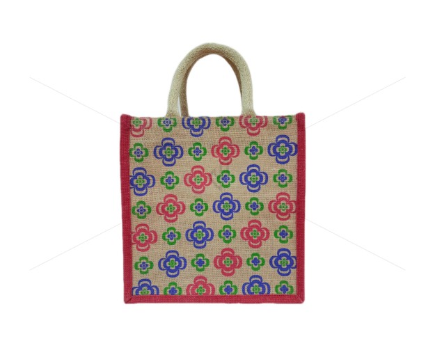 Multi Utility Lunch Bag - Random Colour Flower Design Print with Zipper (11.5 X 6 X 12 inches)