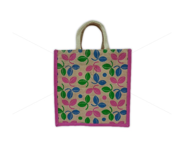 Multi Utility Lunch Bag - Random Colour Leaf Design Print with Zipper (11.5 X 6 X 12 inches)
