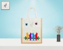 Designer jute lunch bag - Prepossessing And Dollish Handcrafted Four Lovesome Birds With Zipper (10 x 5 x 12 inches)