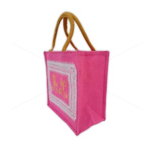 Small Gift Bags / Tambulam Bags for Auspicious Occasions / Navarathri - Random Colour Warli Print with Zipper (9.5 X 5.5 X 10 inches)