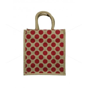  Small Gift Bags / Tambulam Bags for Auspicious Occasions / Navarathri - Random Colour Dotted Print with Zipper (10 X 5.5 X 11 inches)