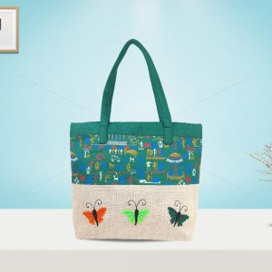 Designer Jute Handbag - A lovely spacious handbag with magnificent and winsome handcrafted butterfly (16 x 12 inches)