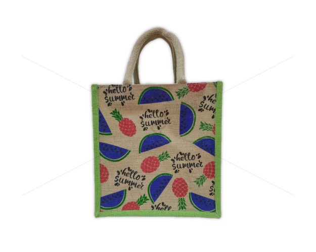 Multi Utility Lunch Bag - Random Colour Hello Summer Print with Zipper (11.5 X 6 X 12 inches)
