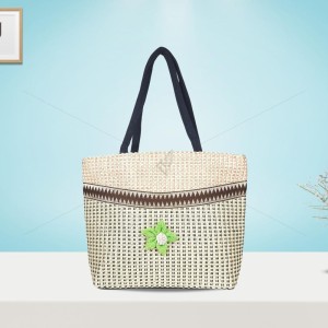 Designer Jute Handbag - A multi-purpose jute handbag beautifully designed with a delightful flower (16 x 12 inches)