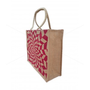 Bulk Buying - Multi Utility Jute Bag - Random Colour Hollow Checked 3D Print Long Handle Bag with Zipper (16.5 X 5 X 12.5 inches)