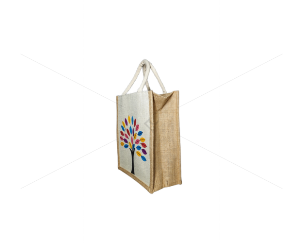 Bulk Buying  - Designer jute lunch bag - Colourful And Charismatic Handcrafted Tree With Zipper (10 x 5 x 12 inches)