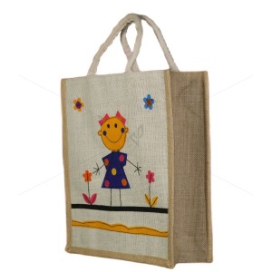 Bulk Buying - Designer Multi Utility Jute Bag - Ravishing And Cute Little Handcrafted Girl With Zipper (12 x 5 x 14 inches)