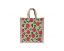 Gift Bag - A handy jute bag with a vibrant print of cherry fruit (10 x 5 x 11 inches) 
