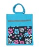 Fancy utility bag - A jute handbag with an convincing and colourful canvas flower design (14 x 5 x 11.5 inches)