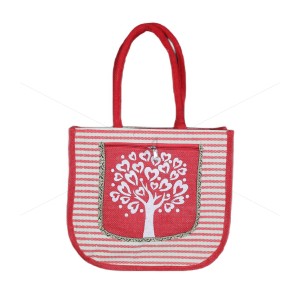 Bulk Buying - A jute handbag with an extraordinary and beautiful block out (13 x 5 x 11.5 inches)