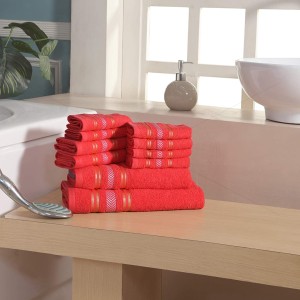 Bulk Buying - 10 Pc Towel 400 GSM, Premium, Extra Light Weight Soft, Absorbent, Durable, Reasonable, Quick Dry, 100% Ring-Spun Cotton Yarn, (10 Pcs Towel Set, Soft Coral), Essence [BBT1066]