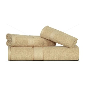 Bulk Buying - 3 Pc Towel 500 GSM, Premium, 100% Natural Ring-Spun Double ply Cotton Yarn, Soft, Extra Absorbent & Durable, Quick-Dry (3 Pcs Towel Set, Beige), Elysian [BBT1048]