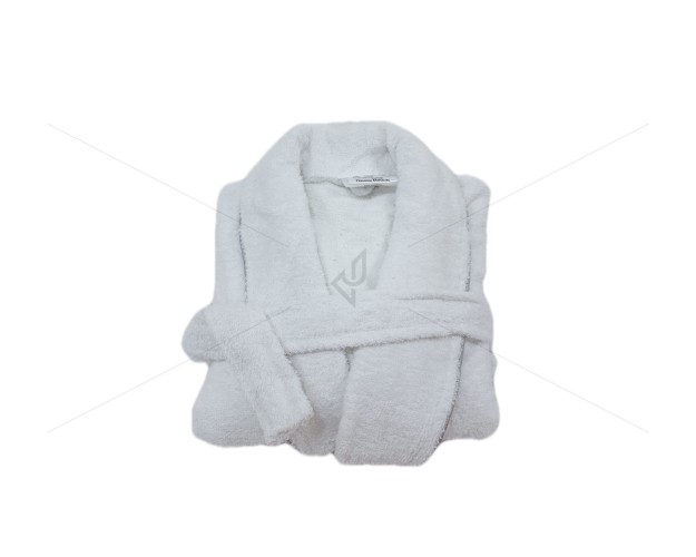 Bulk Buying  - Unisex Bathrobe (S/M) 380 GSM, Premium Shawl Collar, Double Sided Terry, Higher Absorbency - 100% Pure Cotton, White, Celestial [BBR1001]