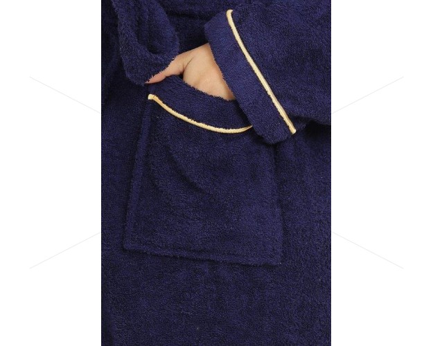 Bulk Buying - Unisex Bathrobe (S/M) 380 GSM, Premium Shawl Collar, Double Sided Terry, Higher Absorbency -100% Pure Cotton, Navy Blue, Celestial [BBR1005]