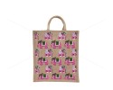 Multi Utility Jute Gift Bag - Random Colour Elephant Print with Zipper (12 X 5 X 14 inches)