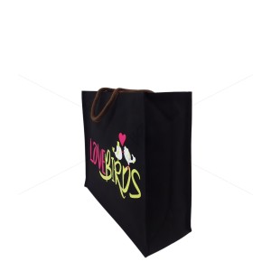 Shopping Bag - A starry black shopping bag with a cool print of love birds  (19 x 7 x 17 inches)