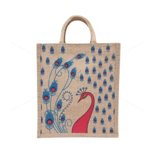 Gift Bags for Wedding and Other Occasions - Random Colour Half Head Peacock Print with Zipper (12 X 5 X 14 inches)