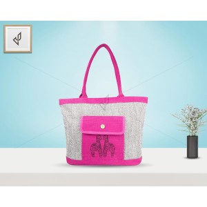 Multi Utility Hand Bag - An attractive hand bag with a cute wooden horse print in vibrant colours (19 x 5 x 15 inches)