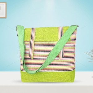 Sling Bag - A stylish sling bag with colourful stripes with a sticky velcro and sturdy zipper (15 x 5 x 13 inches)