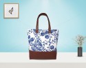 Hand Bag - A modest canvas handbag with leather bottom and handles (14 x 4 x 12.5 inches)