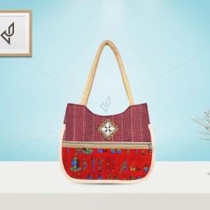 Hand Bag - A good looking jute handbag with an aesthetic print of egyptian culture (15 x 4 x 13 inches)