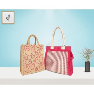 Set of 2 - A perfect red combo of jute bags for ladies - CB019