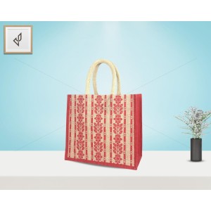 Set of 2 - A combo of jute bags with flower prints - CB026